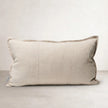 Luca Linen Outdoor Cushion - Natural — rectangular garment-dyed linen cushion in natural with panel stitch detail