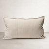 Luca Linen Outdoor Cushion - Natural — rectangular garment-dyed linen cushion in natural with panel stitch detail