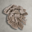 Retreat Linen Throw — striped throw in natural, ivory and black with tasselled ends