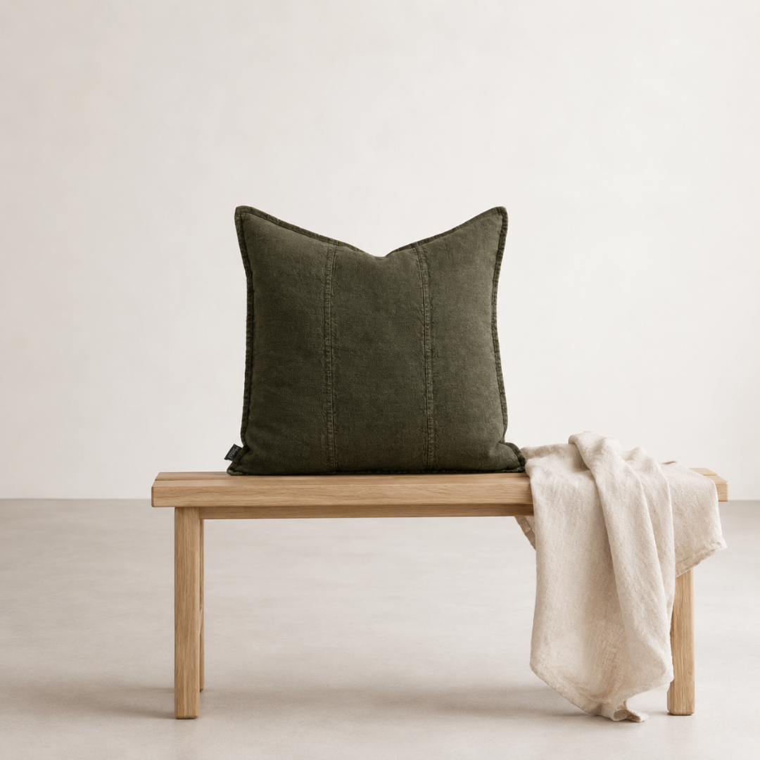 Luca Linen Cushion - Moss Green