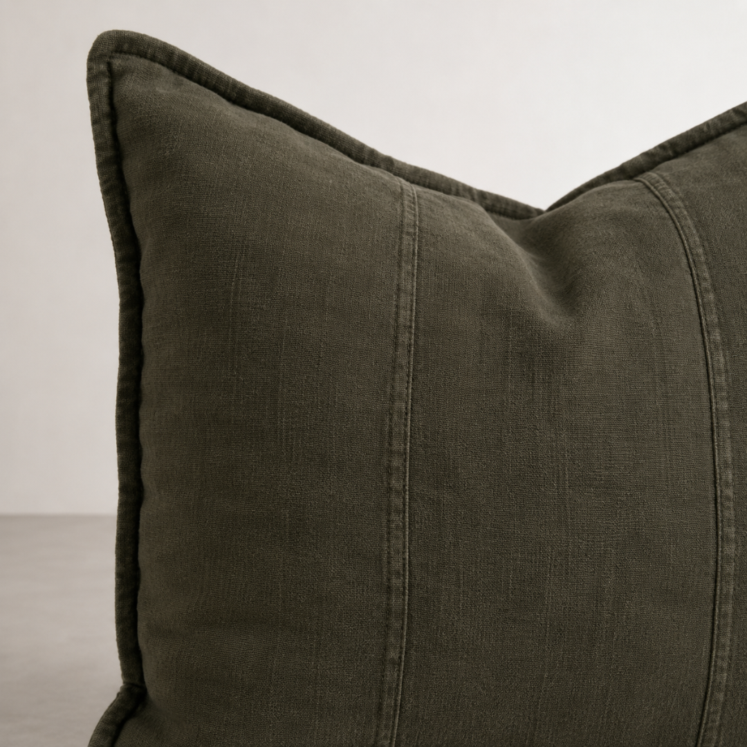 Luca Linen Cushion - Moss Green