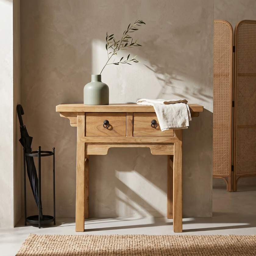 Bo Reclaimed Elm 2-Drawer Hall Table