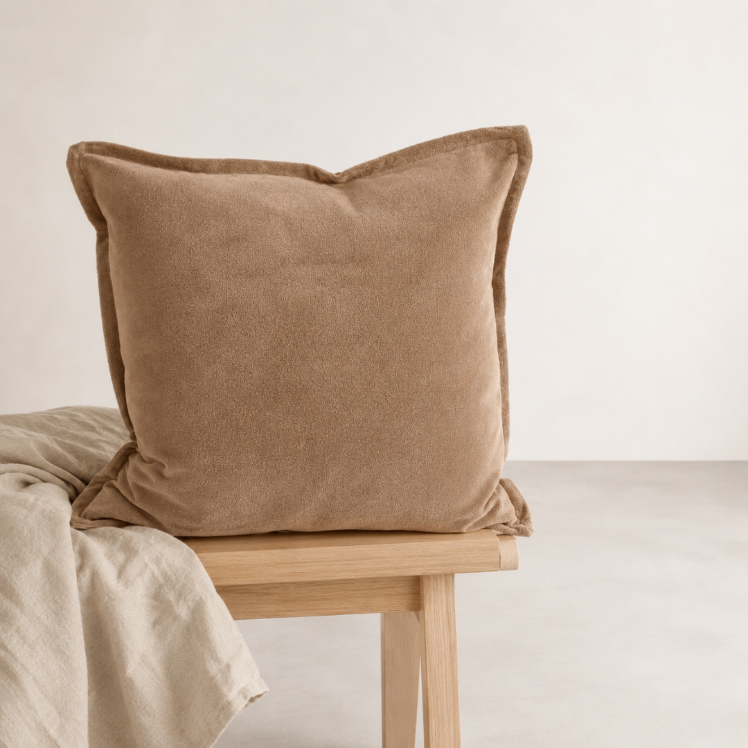 Evelyn Velvet Cushion - Natural