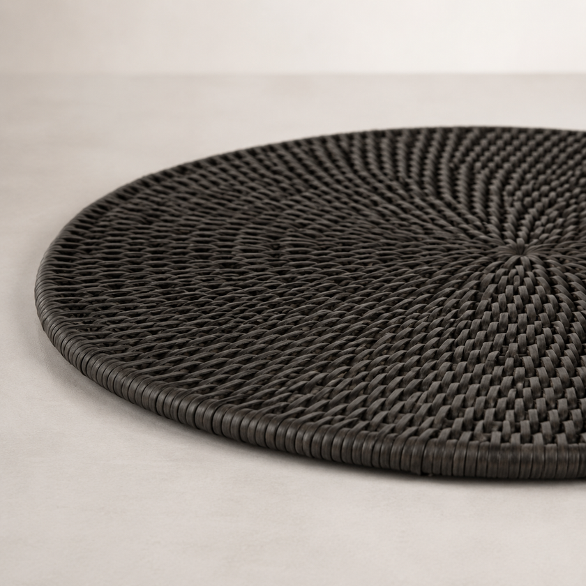 Reed Round Placemat Set/6 - Black