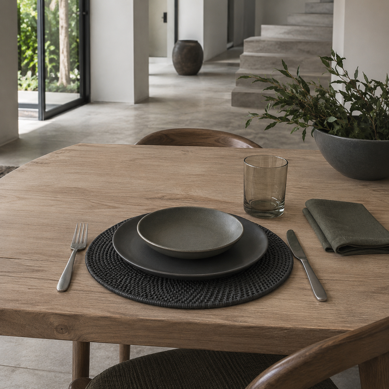 Reed Round Placemat Set/6 - Black