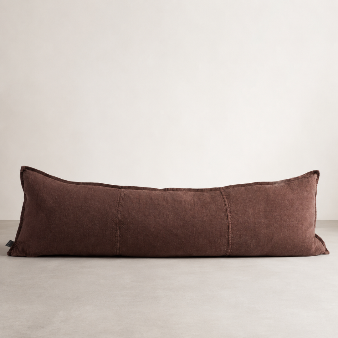 Luca Linen Long Lumbar - Chocolate