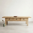 Leo Reclaimed Elm Coffee Table — long Qing-inspired profile in reclaimed elm