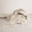 Wabi Throw — open irregular weave in soft ivory