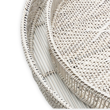 Pavillion Kos Round Tray Set — White Wash (Set of 2)