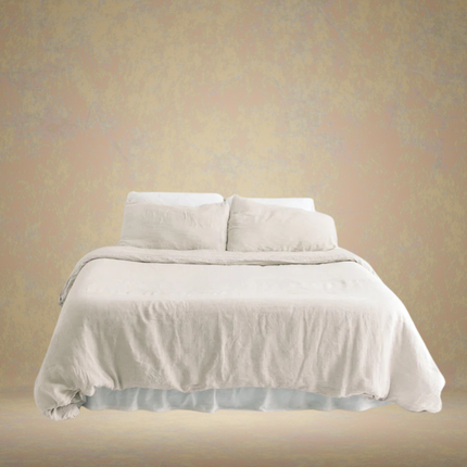 Linen Duvet Cover Set — Natural Chambray / Denim Blue
