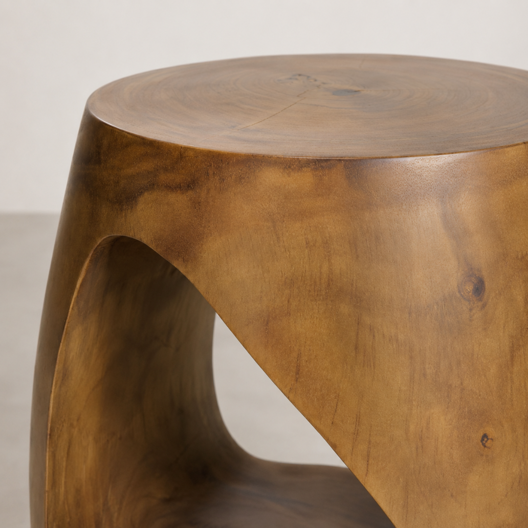 Cove Side Table — hollowed centre carved from a single piece