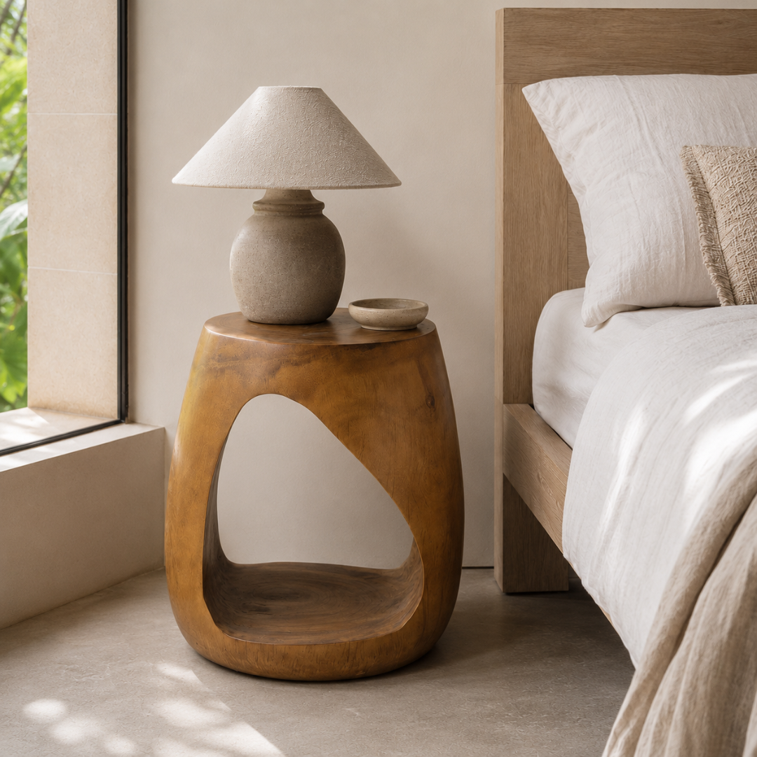 Cove Side Table — soft arched window cut clean through one side