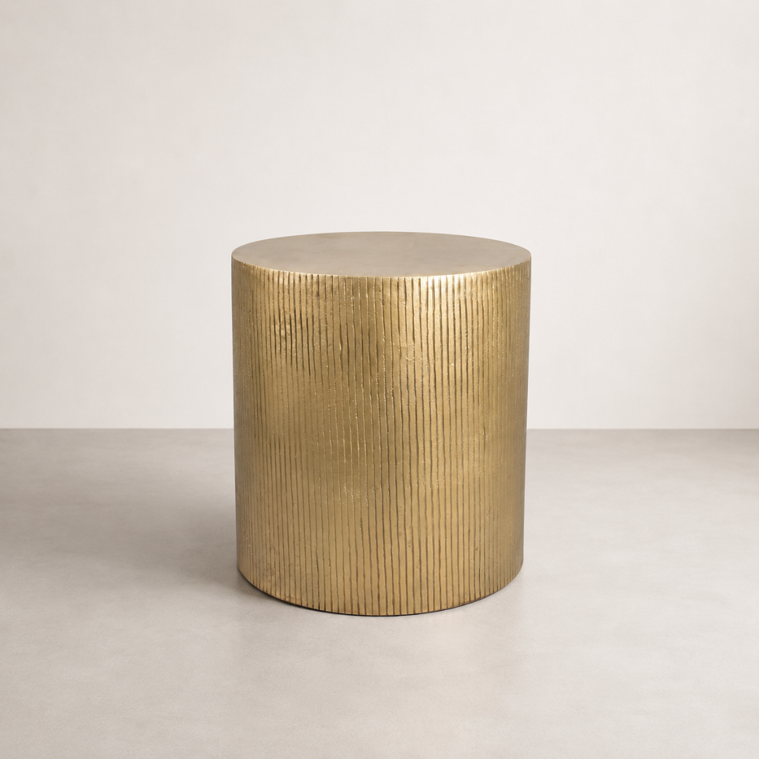 Reed Antique Brass Side Table