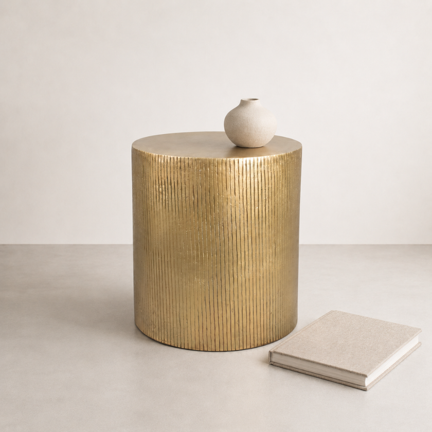 Reed Antique Brass Side Table