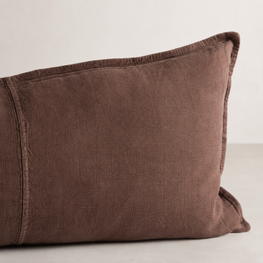 Luca Linen Long Lumbar - Chocolate