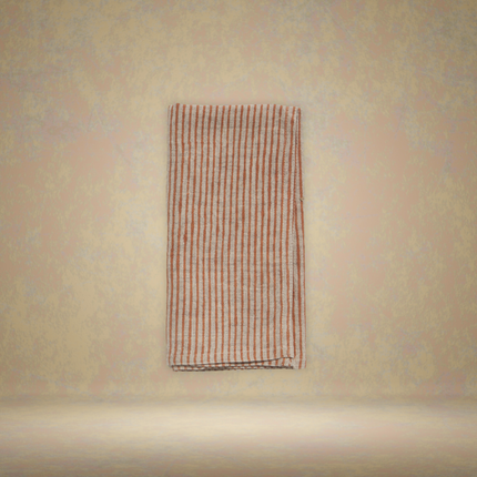 Blooming Napkin Set (4) — Persimmon Pure Linen - Striped Pattern