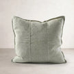 Luca Linen Outdoor Cushion - Pistachio — square weather-treated linen cushion in muted pistachio
