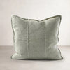 Luca Linen Outdoor Cushion - Pistachio — square weather-treated linen cushion in muted pistachio
