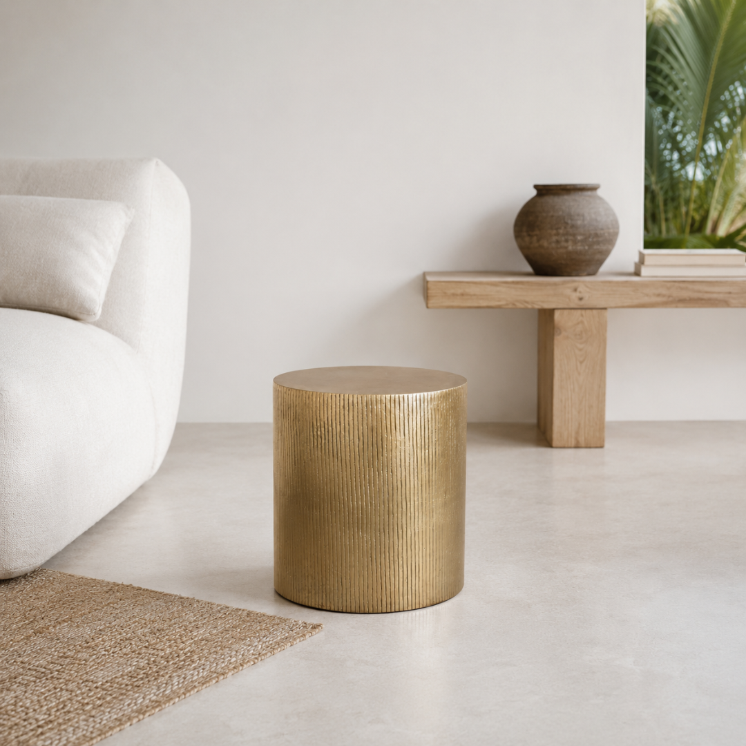 Reed Antique Brass Side Table