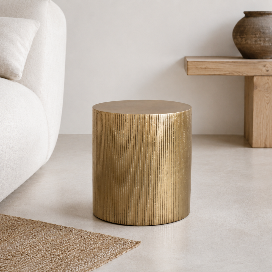 Reed Antique Brass Side Table