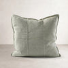 Eadie Lifestyle Luca Linen Cushion in Sage, front view of square cushion with washed linen texture