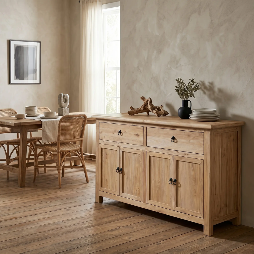 Cinquant Reclaimed Elm 2-Drawer 4-Door Sideboard