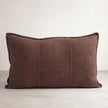 Eadie Lifestyle Luca Linen Cushion in Plum, rectangular with panel stitch detail