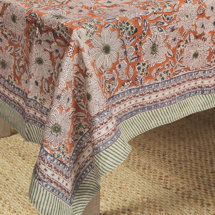 Blooming Tablecloth — Medium / Persimmon Pure Linen