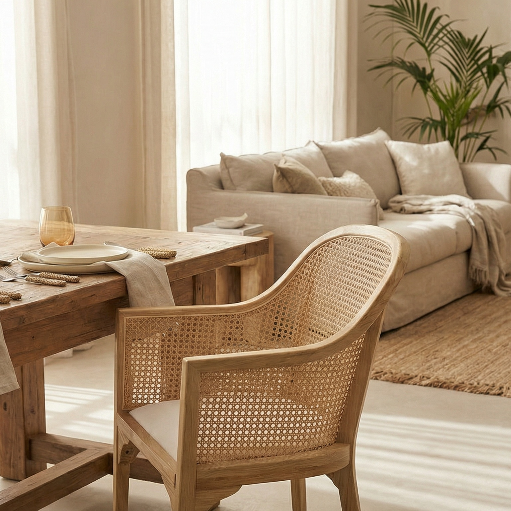Selina Cane Dining Chair — Natural - Image 3 - Coastalis