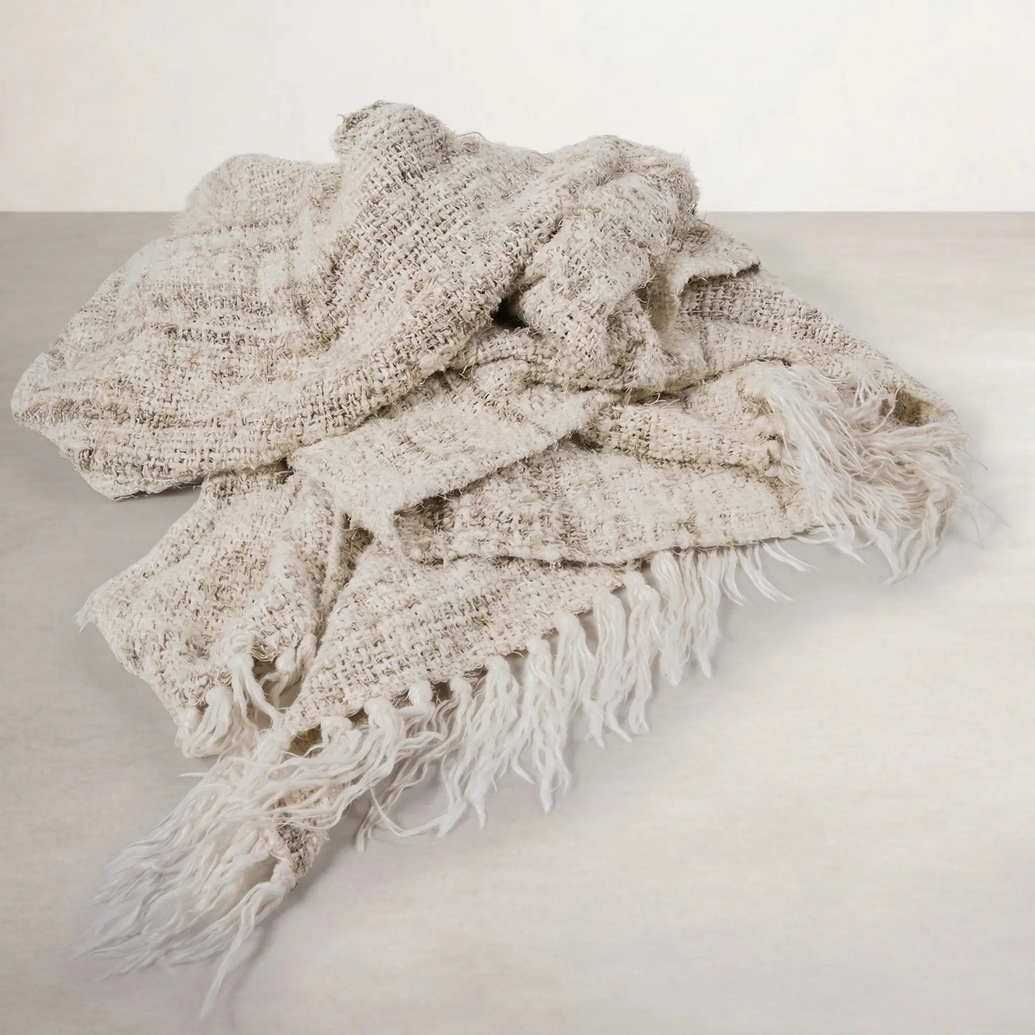 Wabi Throw — loose, substantial knit in hand-spun reclaimed linen
