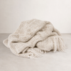 Wabi Throw — ivory chunky knit throw in reclaimed linen