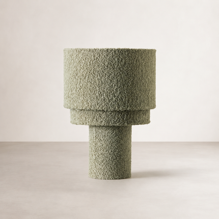 Marram Table Lamp - Sage Green — boucle-wrapped cylinder lamp in muted sage