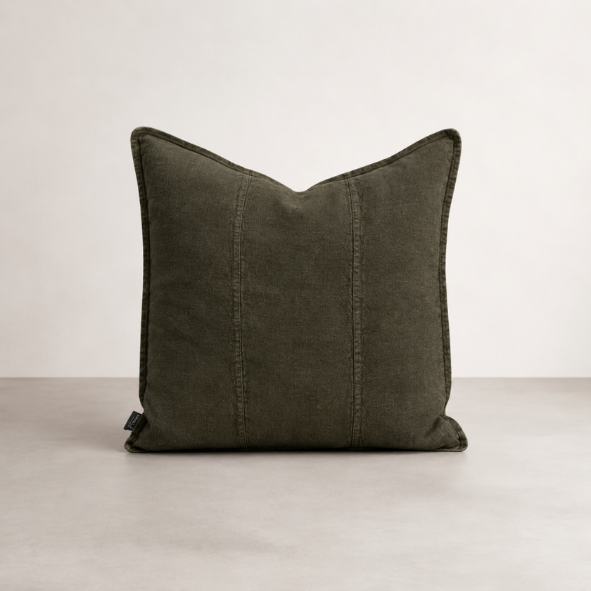 Luca Linen Cushion - Moss Green