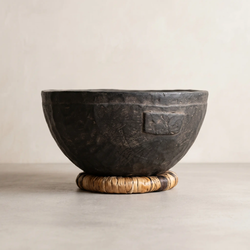Fulani Dark Hand-Carved Wooden Bowl