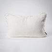 Coastalis Living + Design Bedouin Handwoven Linen Cushion in Ivory front view with fringed edges