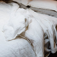 French Linen Quilt Cover - Off White with Natural Stripe