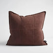Eadie Lifestyle Luca Linen Cushion in Plum, square cushion with panel stitch detail