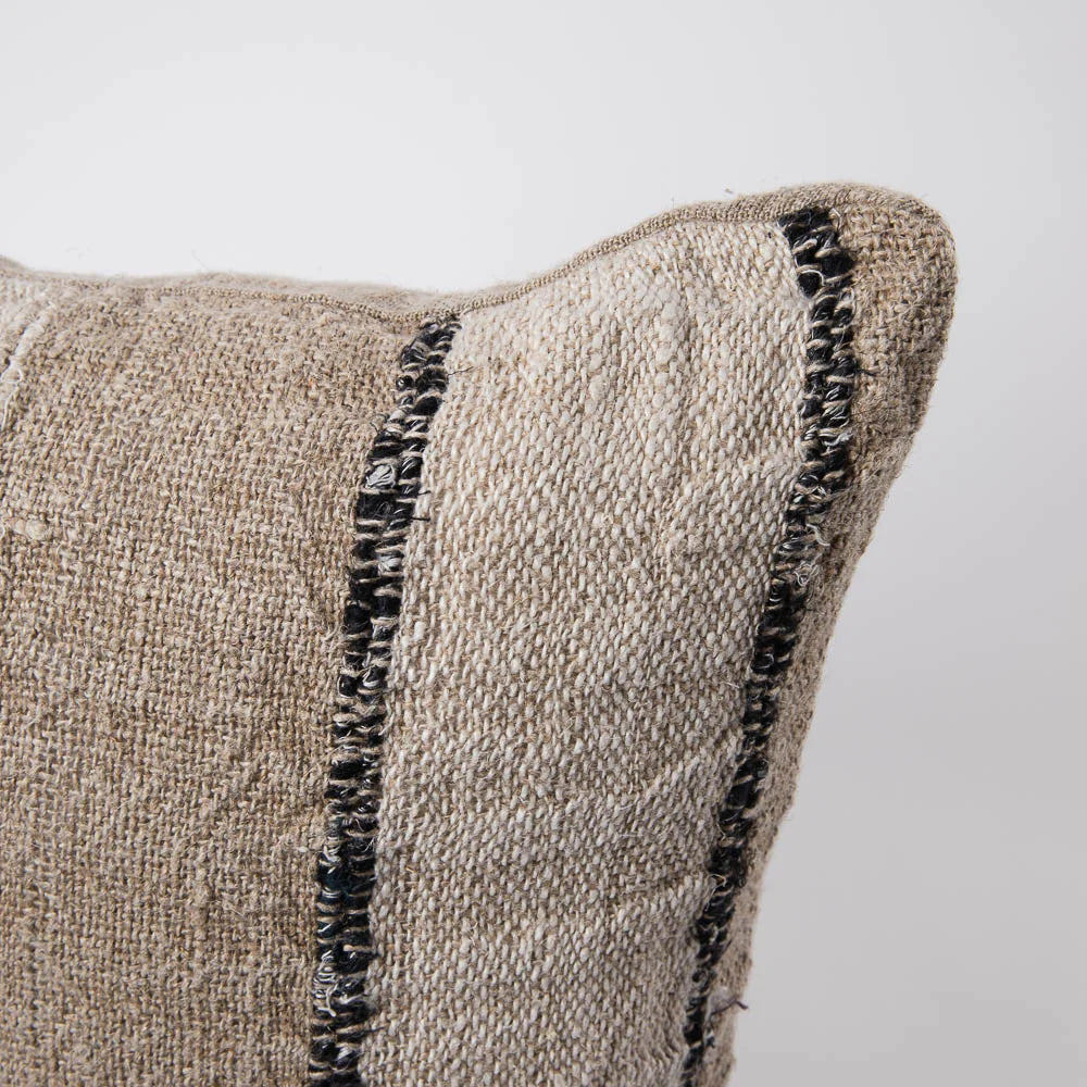 Retreat Linen Cushion — striped cushion with a slightly rough, tactile weave