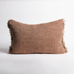 Tabako Linen Cushion — textured tobacco linen lumbar cushion with frayed edges