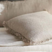 Coastalis Living + Design Bedouin Linen Cushion in Ivory with frayed fringe edge detail