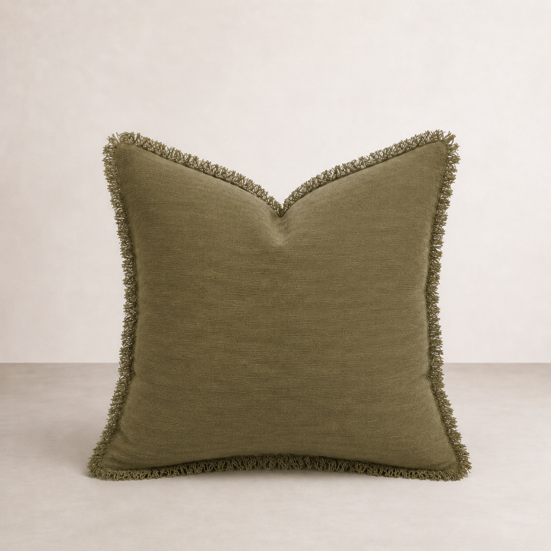 cotton olive cushion