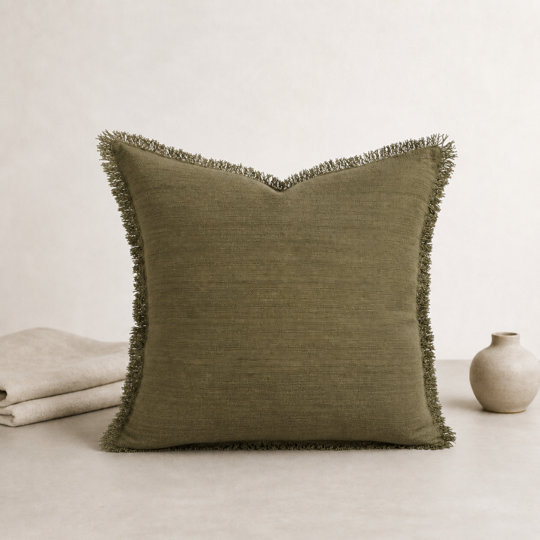 cotton olive cushion