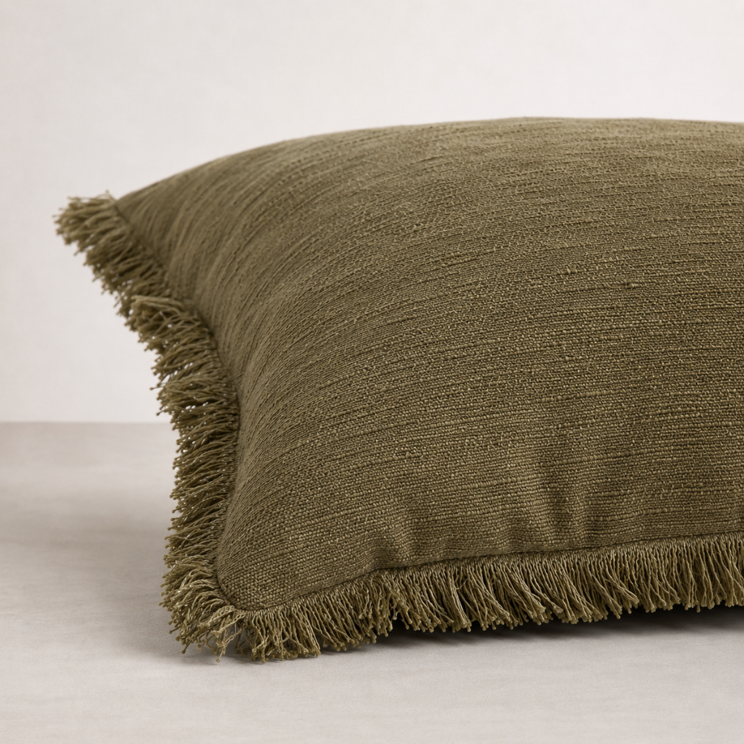 cotton olive cushion
