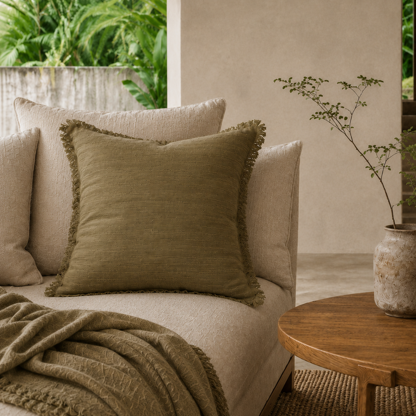 cotton olive cushion