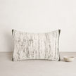 Ema Silk/Cotton Cushion Lumbar - Olive — contrast flange ends framing the woven olive front