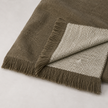 Faro Throw - Olive — double-sided wool throw with soft fringe