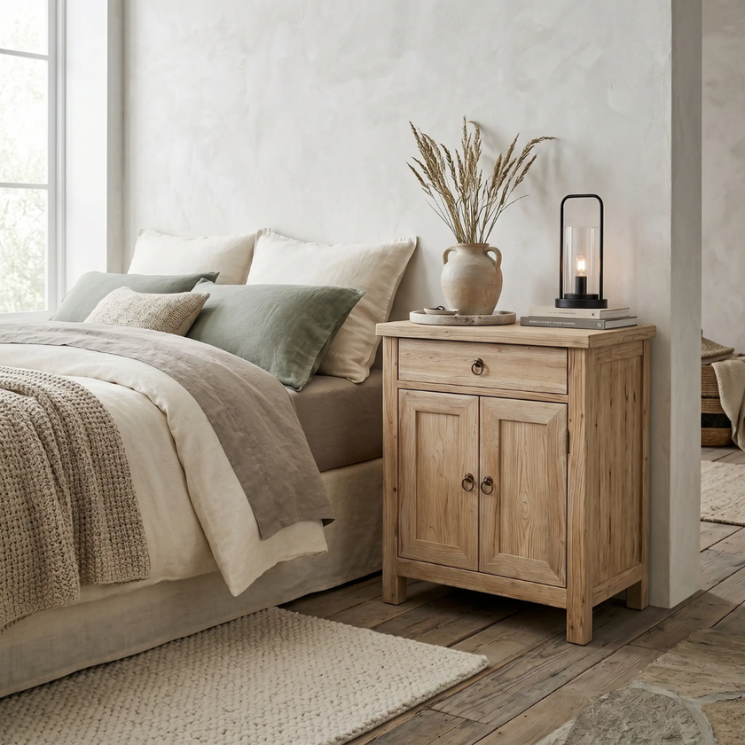 Elm bedside table