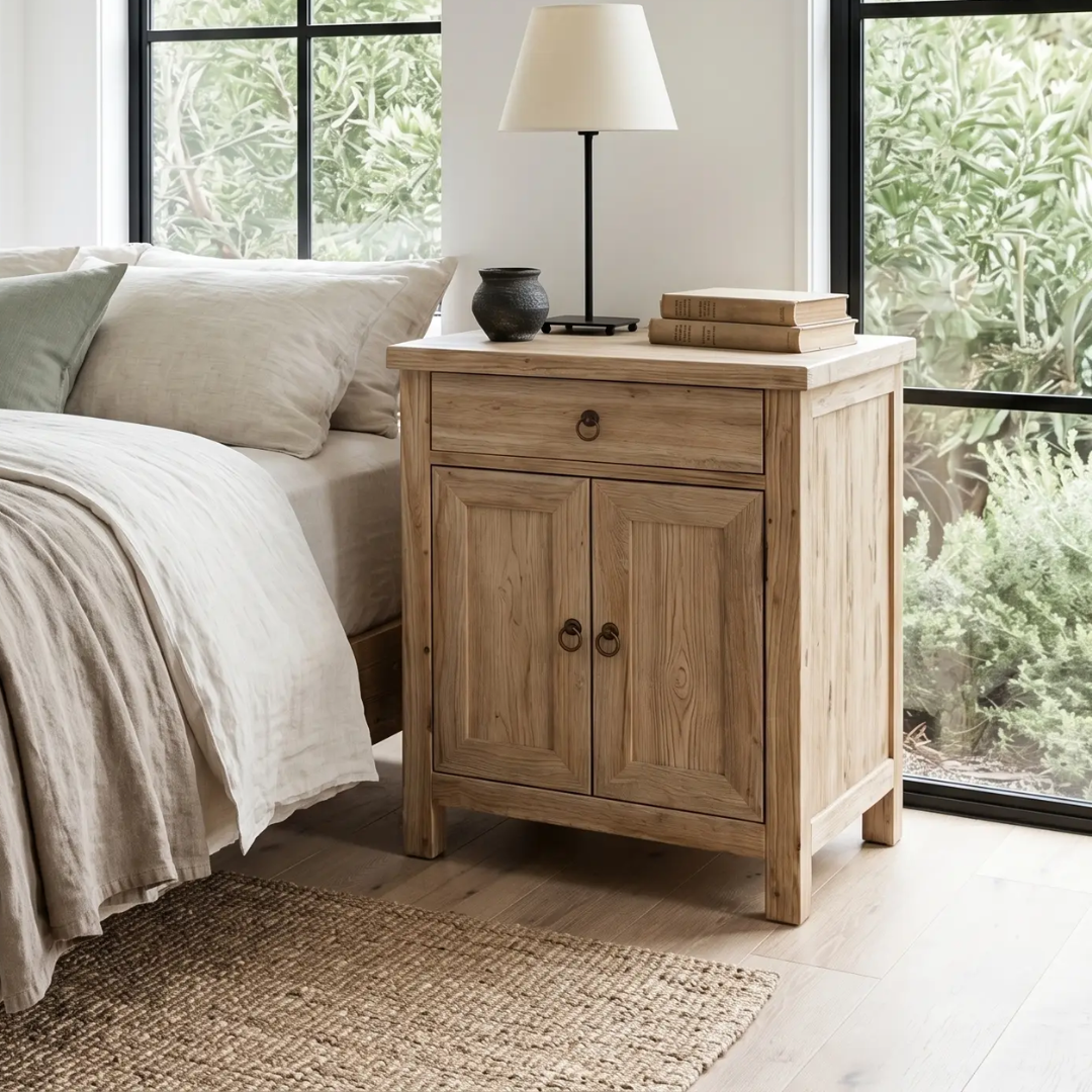 Elm bedside table