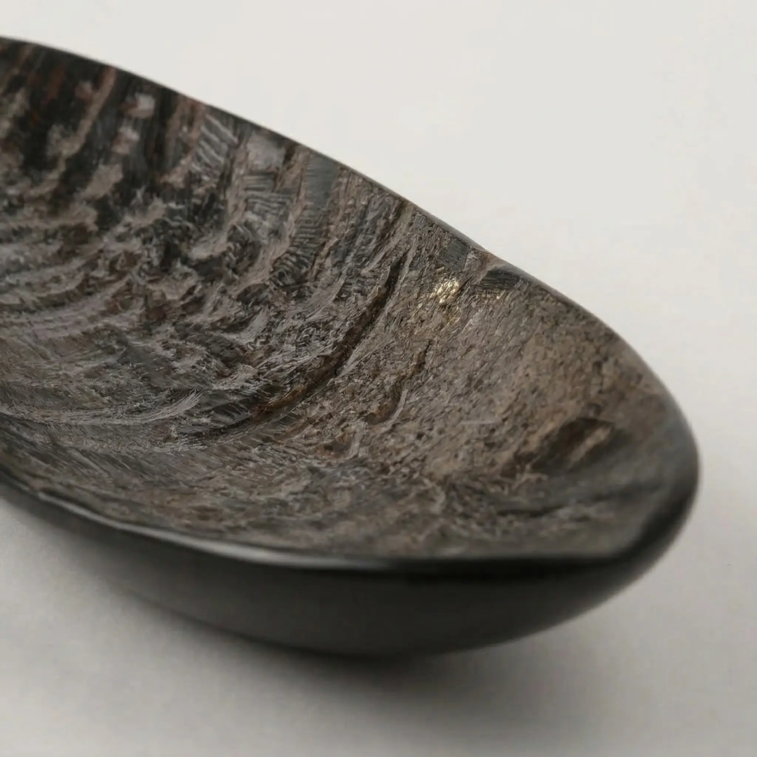 Oval Horn Salt Dish — small horn dish with layered natural striations