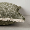 Sero Cotton Cushion — textured slub cotton with shifting olive colour
